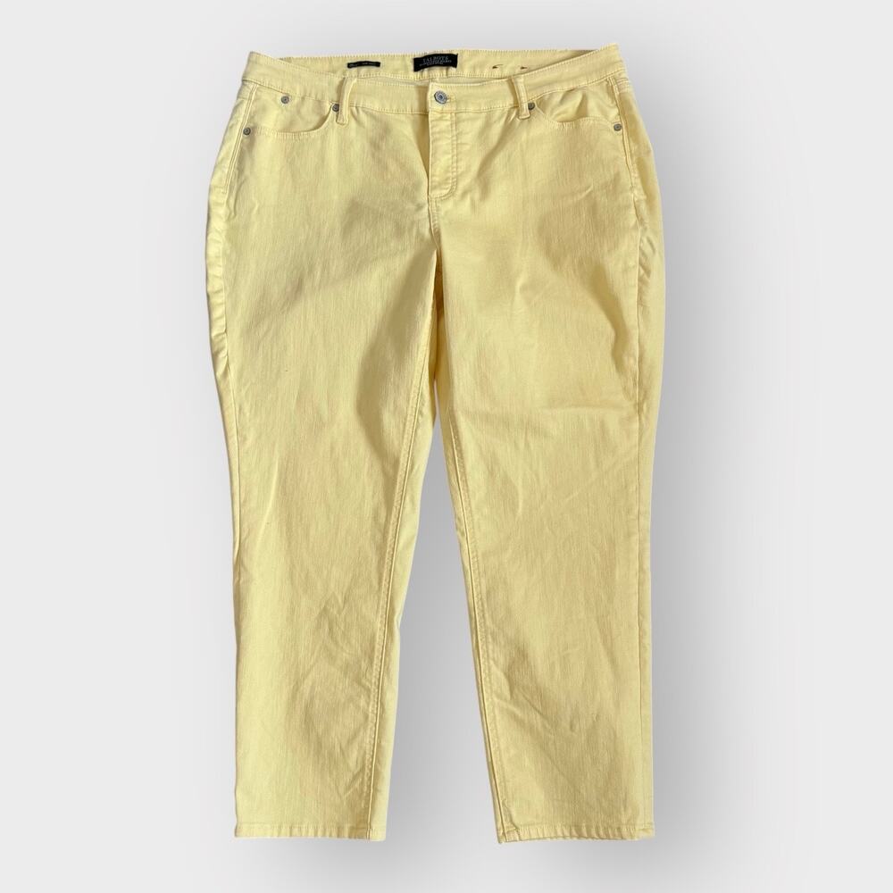 Talbots Jeans Womens Plus Size 18WP PETITE Flawless 5 Pocket Slim Ankle Yellow
